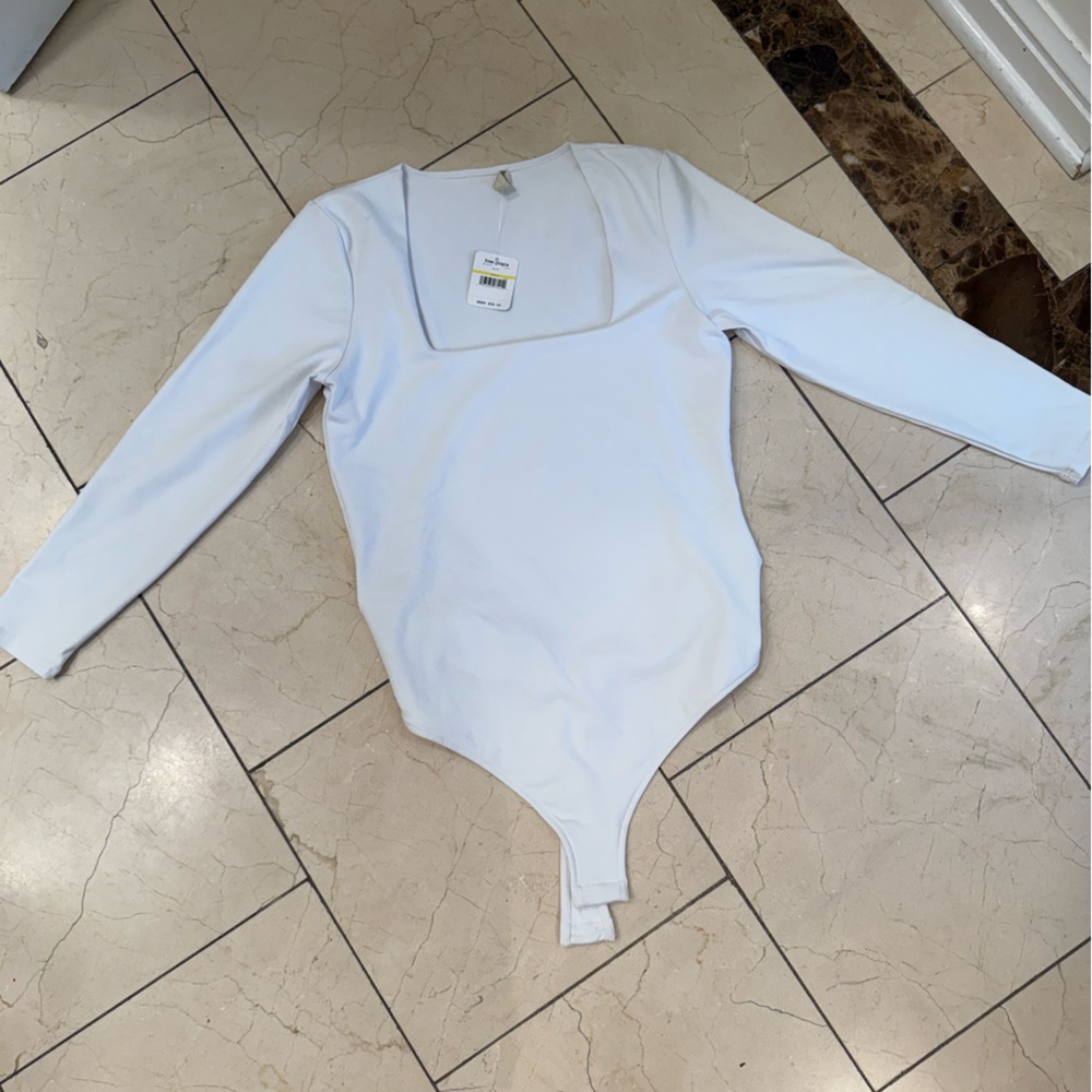 Free People White Long-Sleeve Bodysuit